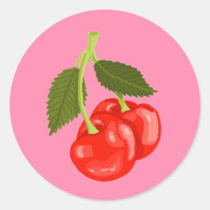Cherries Classic Round Sticker
