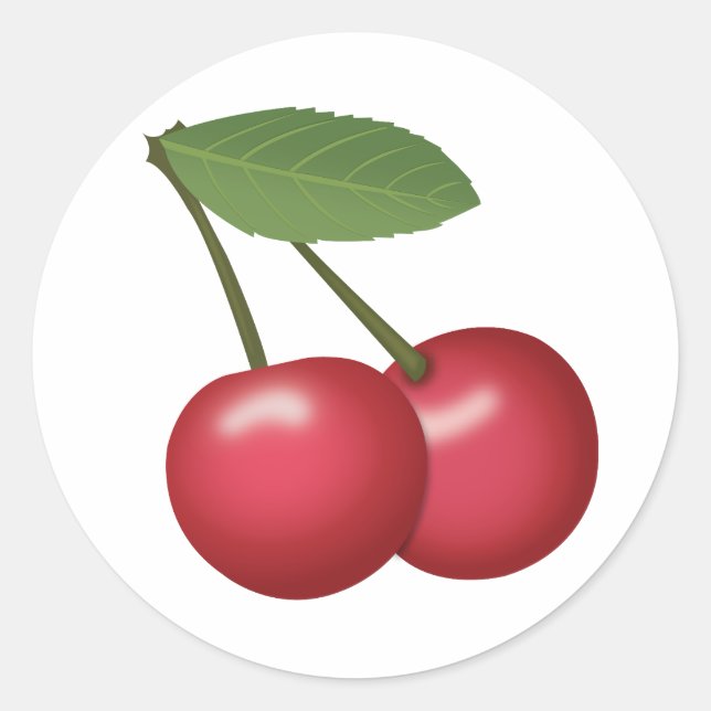 Cherries Emoji Classic Round Sticker (Front)