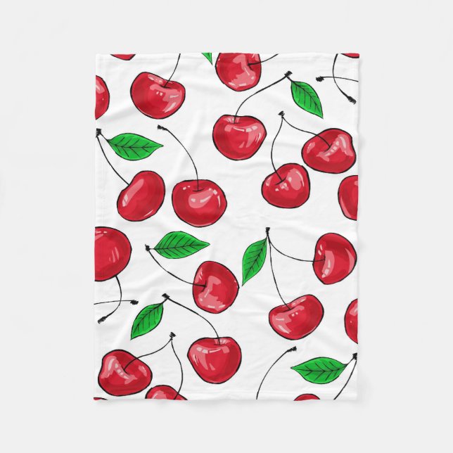 Cherries Fleece Blanket (Front)