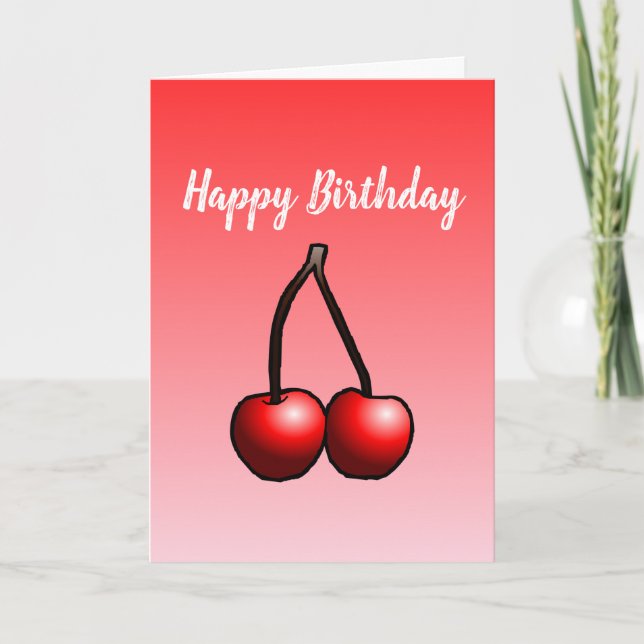 Cherries Folded Greeting Birthday Card (Front)