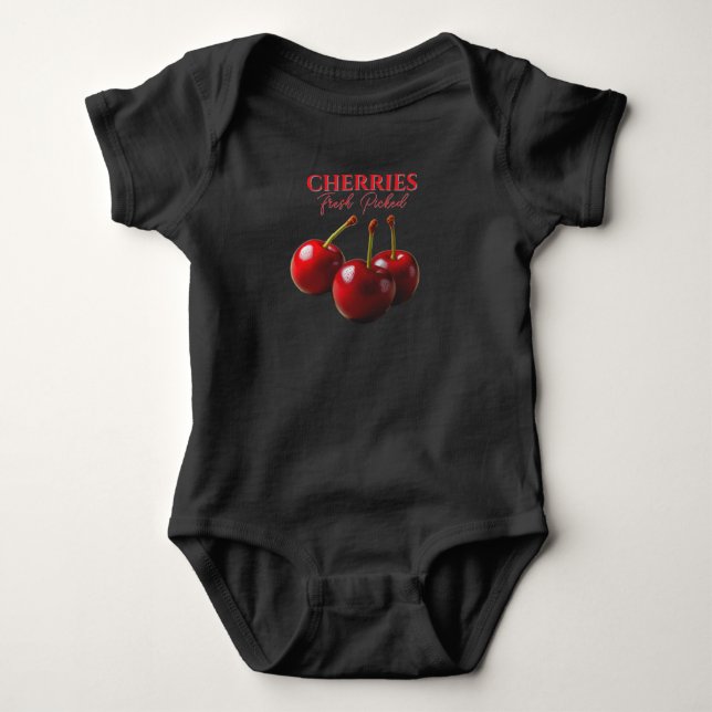Cherries fresh picked  baby bodysuit (Front)