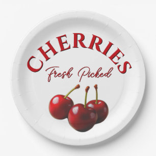 Cherries fresh picked  paper plate