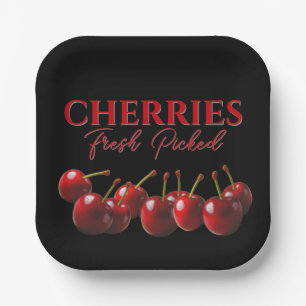 Cherries fresh picked  paper plate