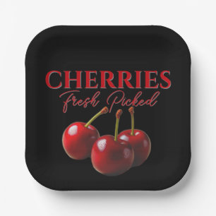 Cherries fresh picked  paper plate