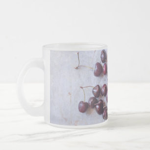 Cherries Frosted Glass Coffee Mug