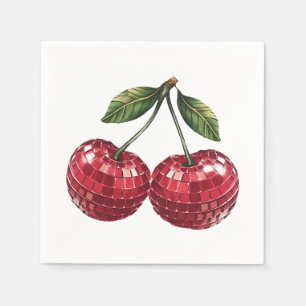 cherries fruit disco ball groovy retro napkin