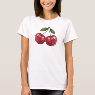 cherries fruit disco ball groovy retro T-Shirt