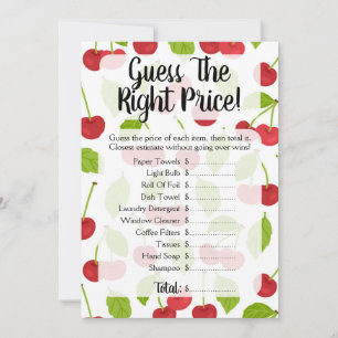 Cherries Guess The Price Bridal Shower Game Cherry Invitation