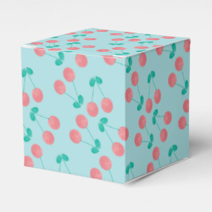 Cherries Hand Painted Watercolor Pink Teal Favour Box