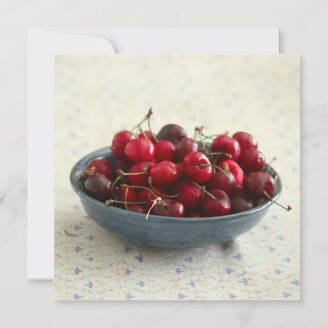 Cherries in a blue bowl  card (Front)