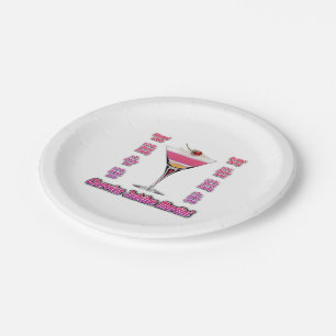 Cherries Jubilee Martini Cocktail Recipe Art Paper Plate