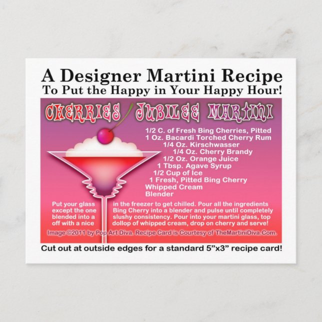 Cherries Jubilee Martini Recipe Postcard (Front)