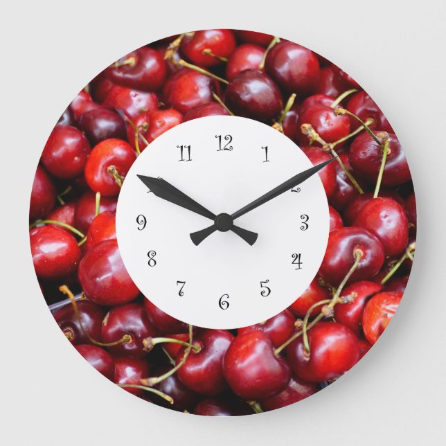 Cherries Kitchen Wall Large Clock (Front)