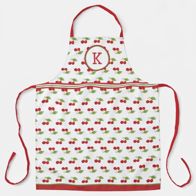 Cherries Monogrammed Apron (Front)