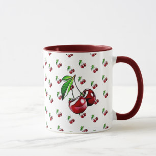 Cherries Mug Burgundy Coffee Mug
