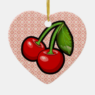 Cherries on Flower Ceramic Tree Decoration