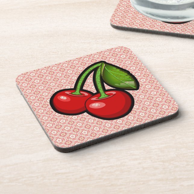Cherries on Flower Coaster (Left Side)