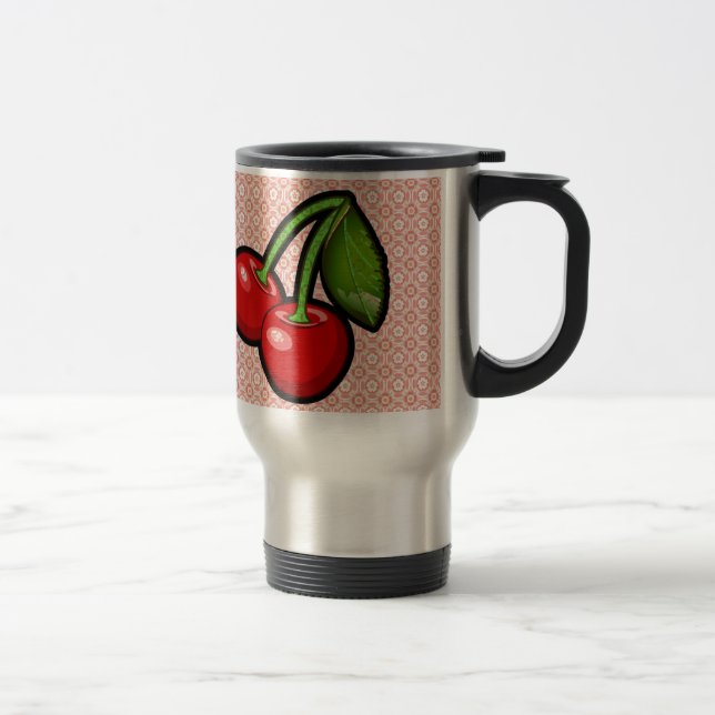 Cherries on Flower Travel Mug (Right)
