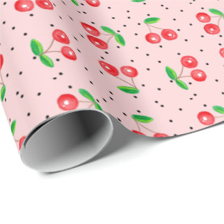 Cherries on PINK  Wrapping Paper