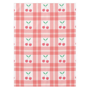 Cherries on Red Plaid Gingham Pattern  Tablecloth