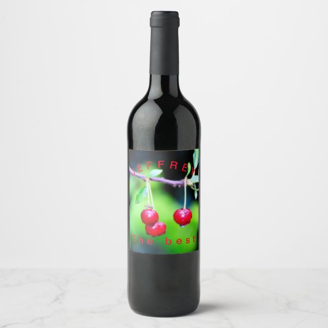 Cherries on the tree    -  with your text     - wine label (Front)