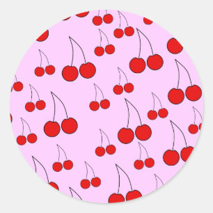 Cherries Pattern. Classic Round Sticker
