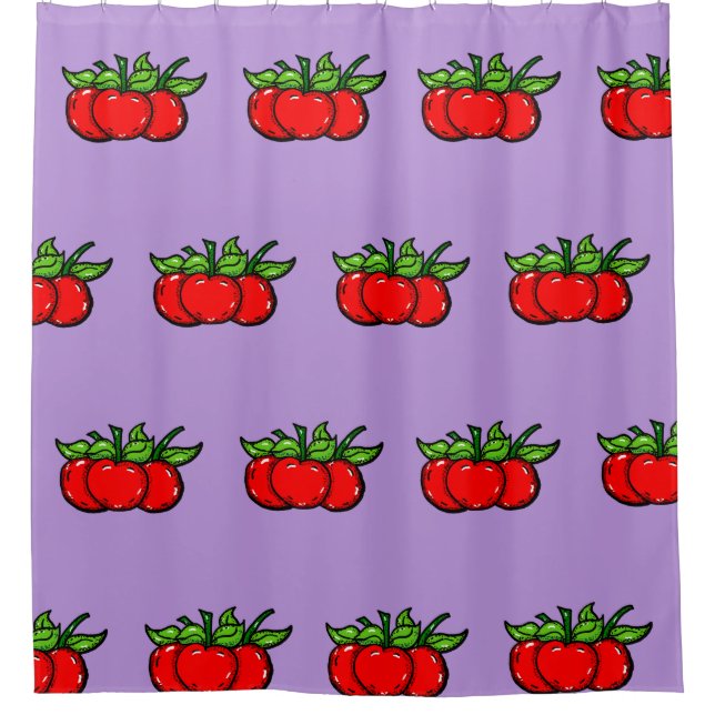 Cherries Pattern Shower Curtain (Front)
