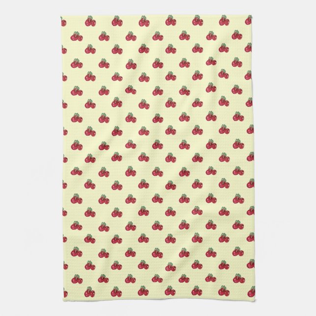 Cherries pattern tea towel (Vertical)