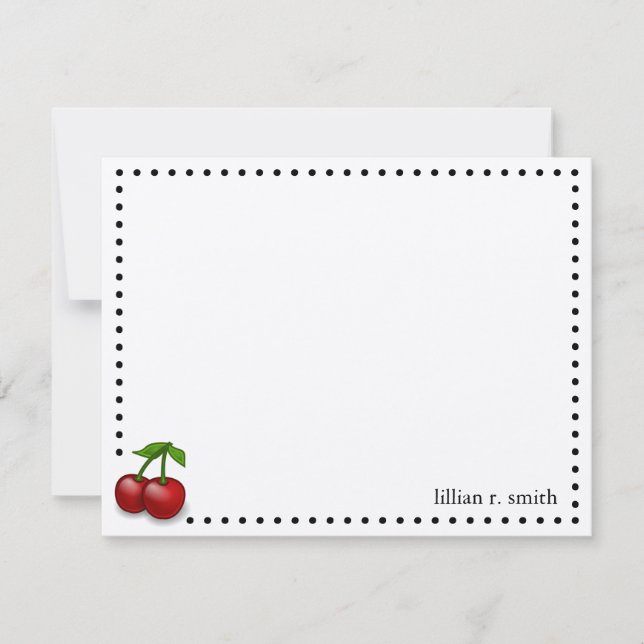 Cherries Personalised Note Card (Front)