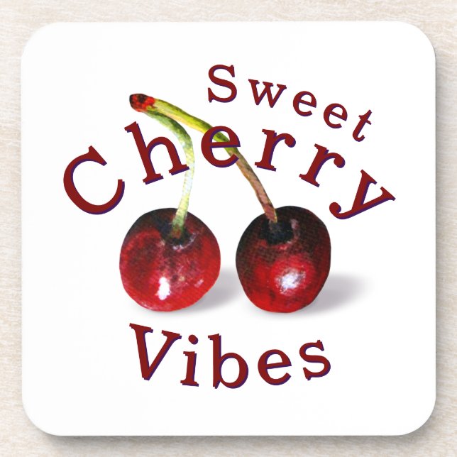 Cherries Plastic Coaster (Front)