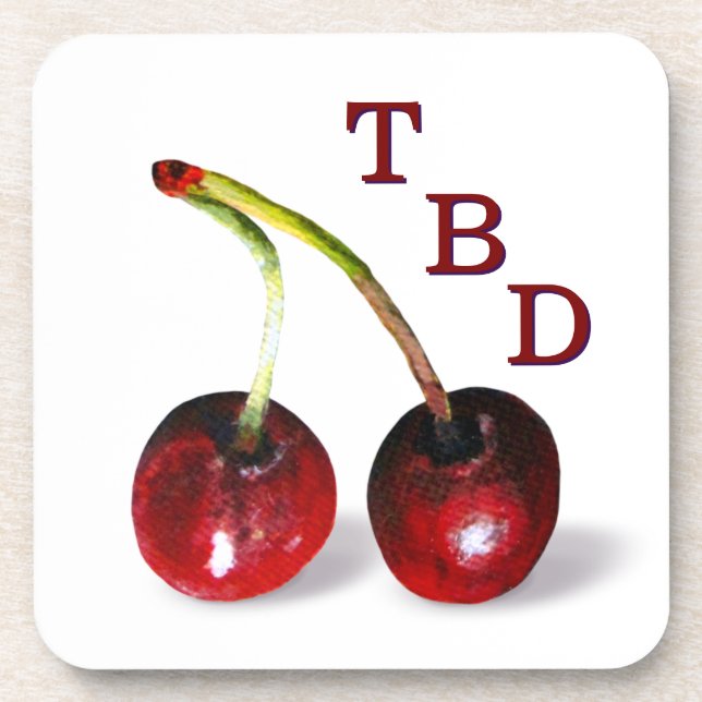 Cherries Plastic Coaster (Front)
