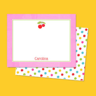 Cherries & Polka Dots Colourful Stationery Notecar Thank You Card