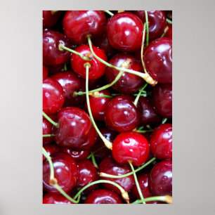 Cherries red fruit food fresh close-up poster