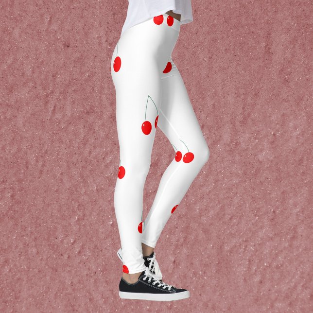 Cherries Red Pattern Leggings (A pair of leggings with a cute cherry pattern)