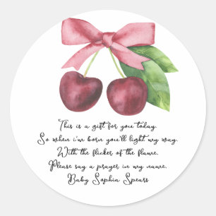 Cherries ribbon bow Prayer Candle Label
