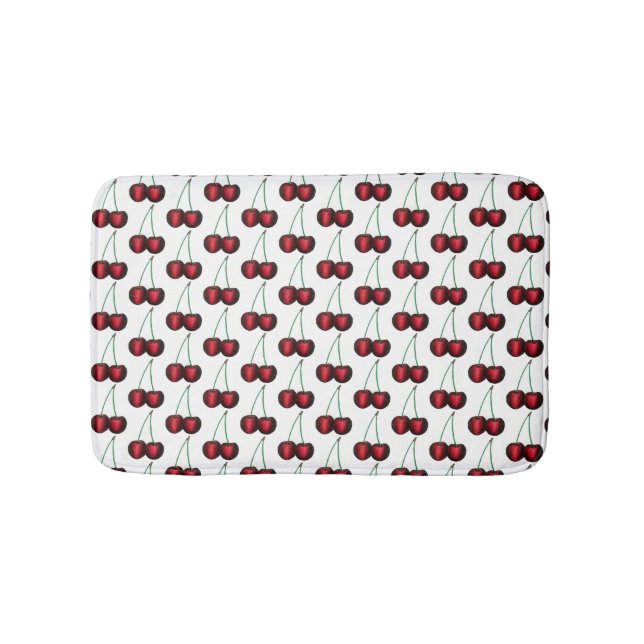 Cherries Ripe Red Cherry Summer Fruit Print Bath Mat (Front)