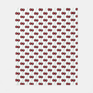 Cherries Ripe Red Cherry Summer Fruit Print Fleece Blanket