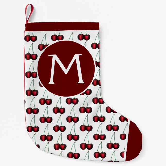 Cherries Ripe Red Cherry Summer Fruit Print Small Christmas Stocking (Front)