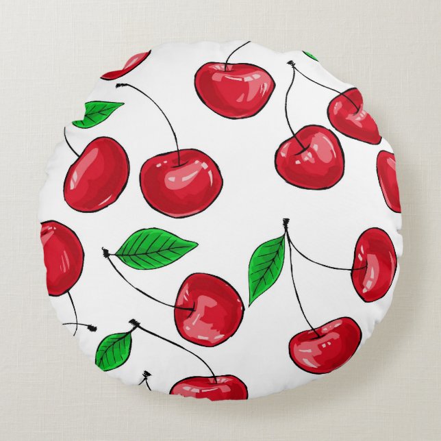 Cherries Round Cushion (Front)