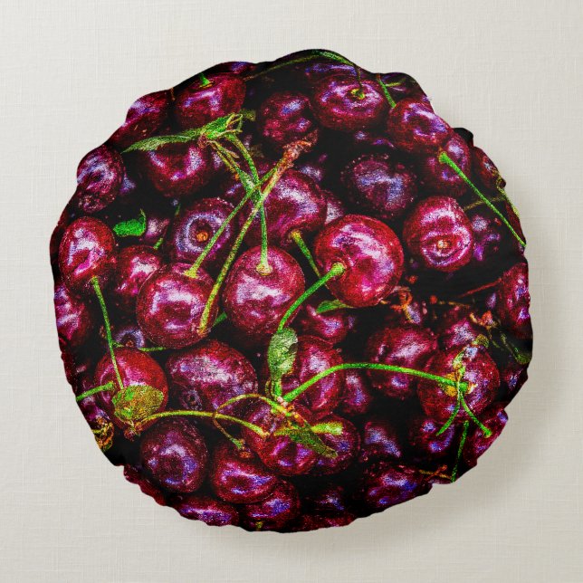 Cherries Round Cushion (Back)
