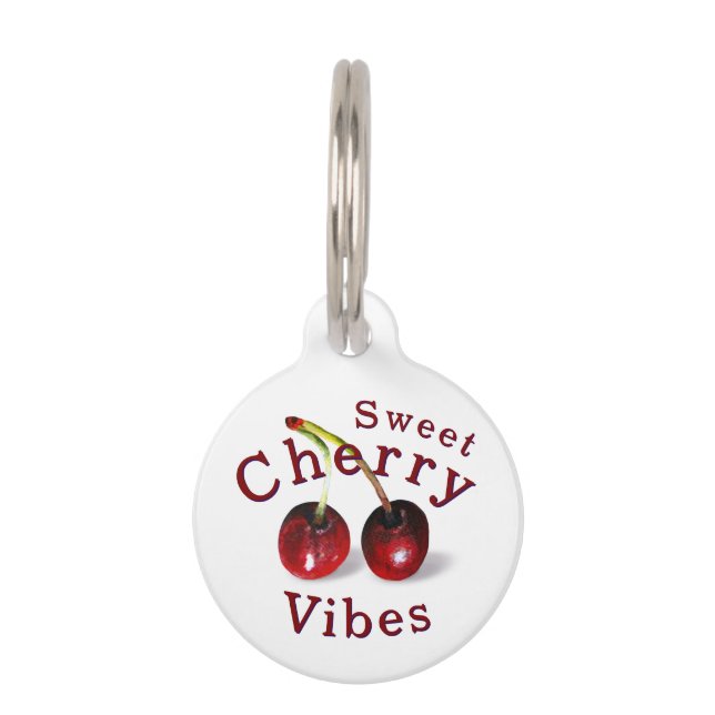 Cherries Round Pet Tag (Front)