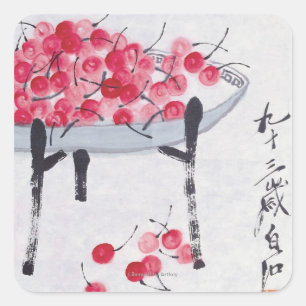 Cherries Square Sticker