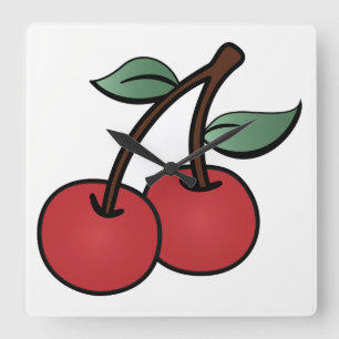 Cherries Square Wall Clock