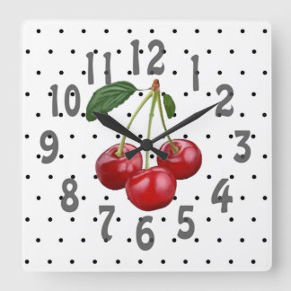 Cherries Square Wall Clock