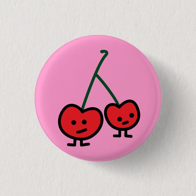 Cherries wild cherry friends couple red buddy 3 cm round badge (Front)