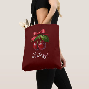 Cherries with a Bow-Cherry Red-Oh Cherry Tote Bag