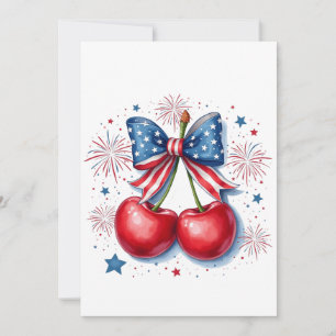 Cherries with Coquette Bow 4th of July American   Announcement