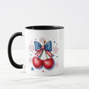 Cherries with Coquette Bow 4th of July American   Mug