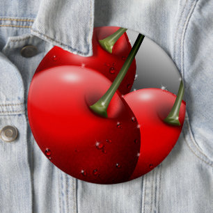 Cherries with Dew Drops 6 Cm Round Badge