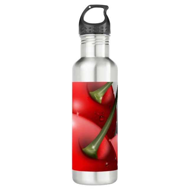 Cherries with Dew Drops 710 Ml Water Bottle (Front)